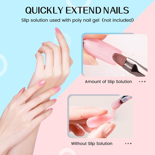 AIJIMEI 58ml/2fl.oz Nail Slip Solution Set Slip Solution for Poly Nail Gel Nails Nail Extension Professional Poly Nail Gel Slip Solution with Nail Brush Glass Crystal Cup for Home and Salon