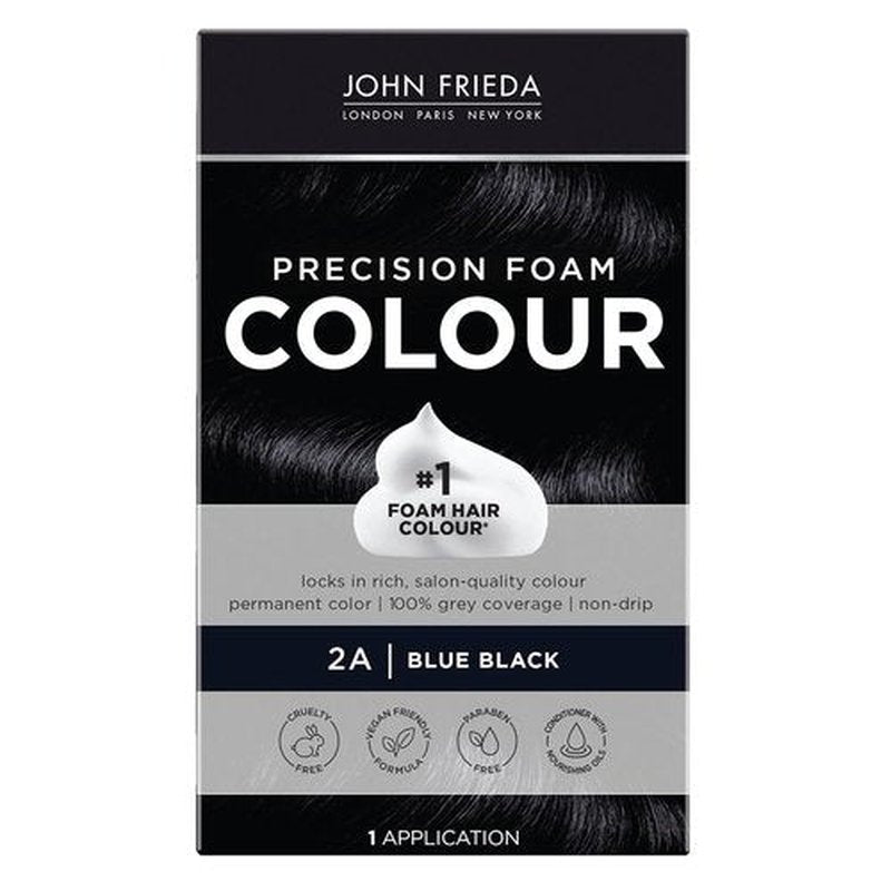 John Frieda Precision Foam Colour - Blue Black 2A Hair Color Kit | Full Coverage & Anti-Fade Formula
