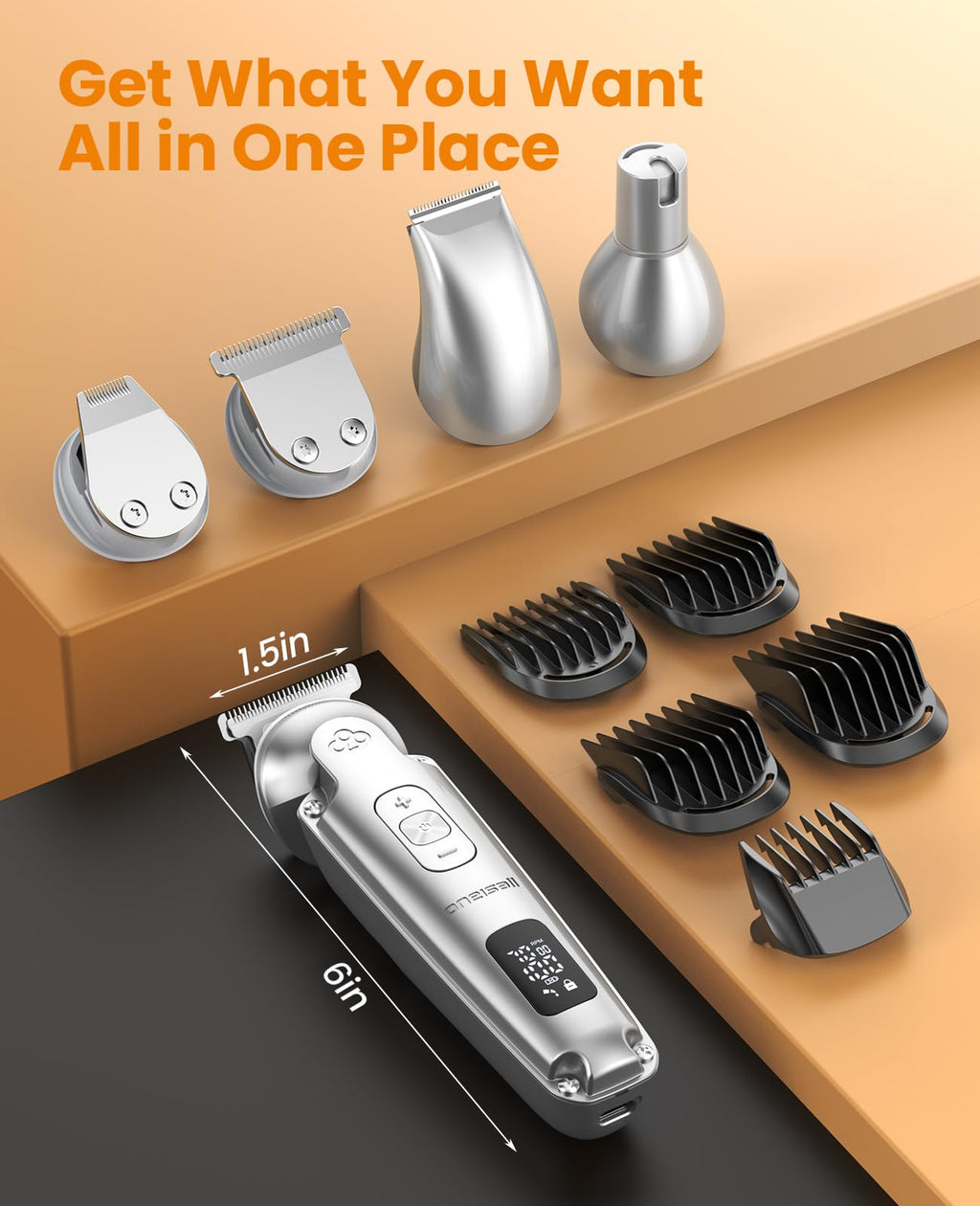 oneisall 4-in-1 Small Dog Clippers and Paw Trimmer Grooming Kit