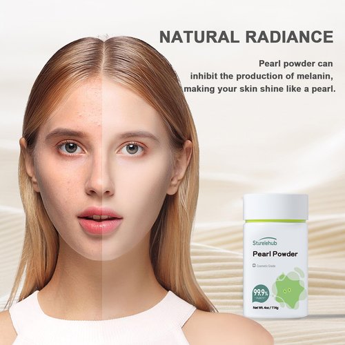 Sturelehub Pearl Powder Organic, for Face, 4OZ / 114g 99.9% Purity, Cosmetic Grade, For DIY Mask, Cream And Lotion, Organic Pearl Powder For Homemade Cosmetics