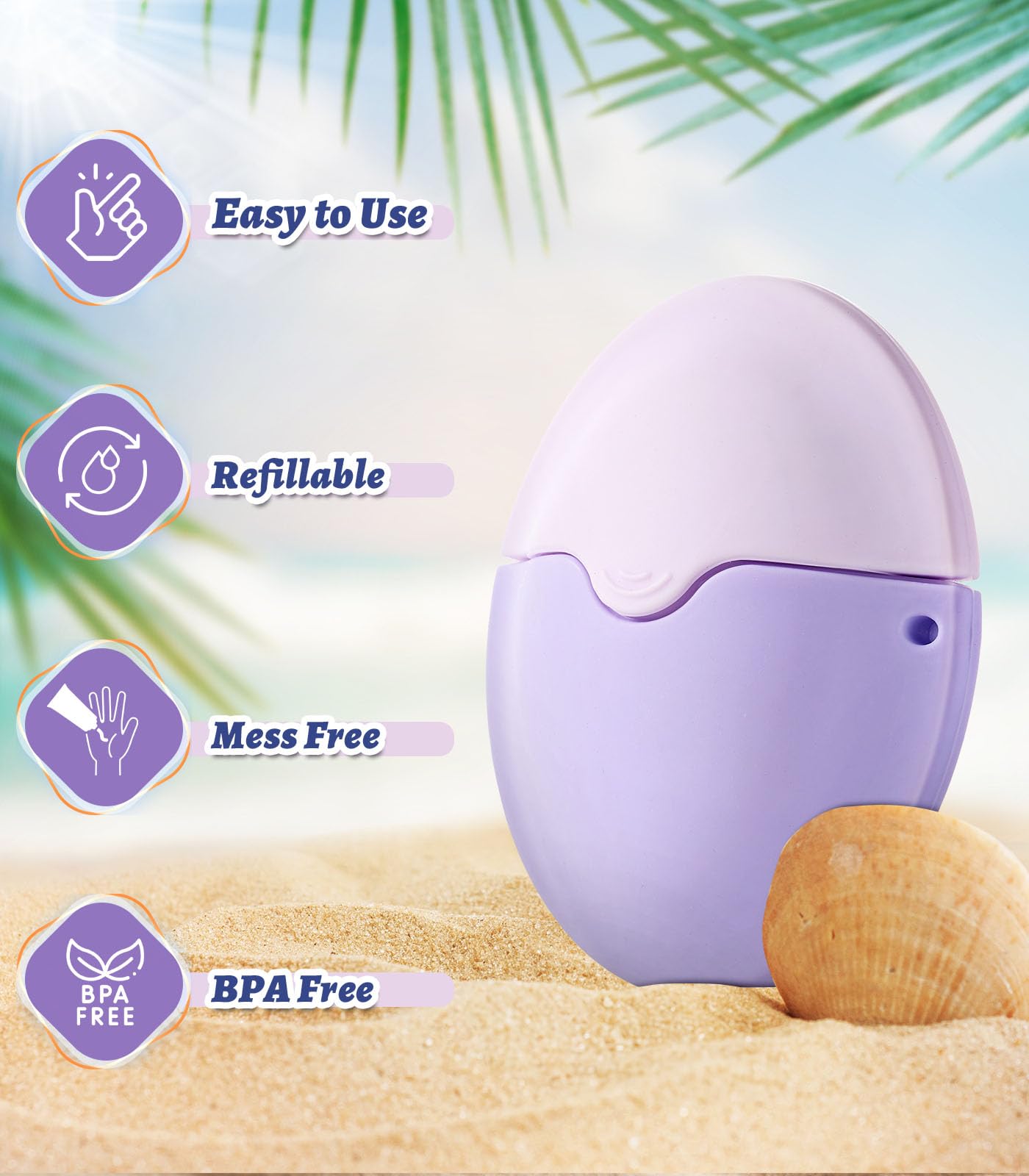 Sunscreen Applicator for Kids - Refillable Roll on Sponge Sunscreen, Suncream & Lotion Applicator,Proof Sun Lotion Brush -Summer Beach Essentials - Travel Size for Vacation