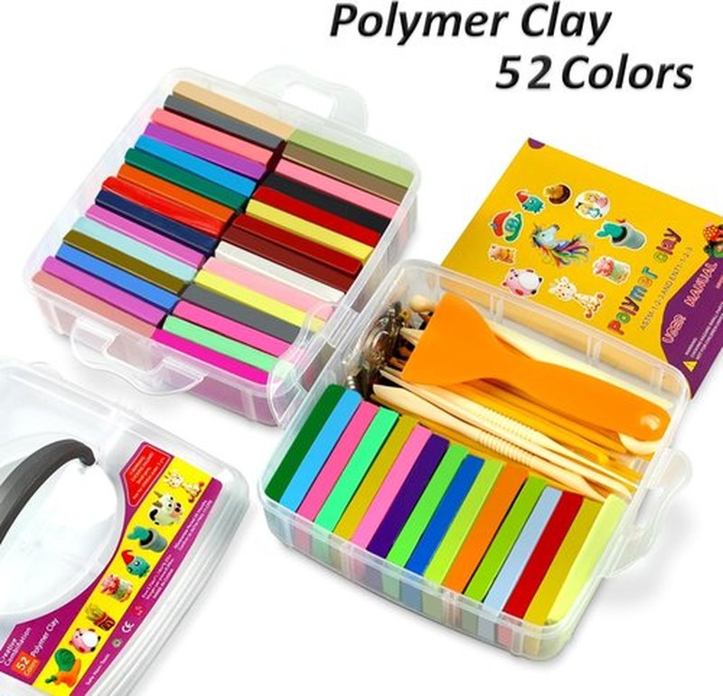 Polymer Clay 52 Colors Set - Non-Sticky Oven Bake Modeling Clay with Sculpting Tools | Perfect Gift for Kids and Artists