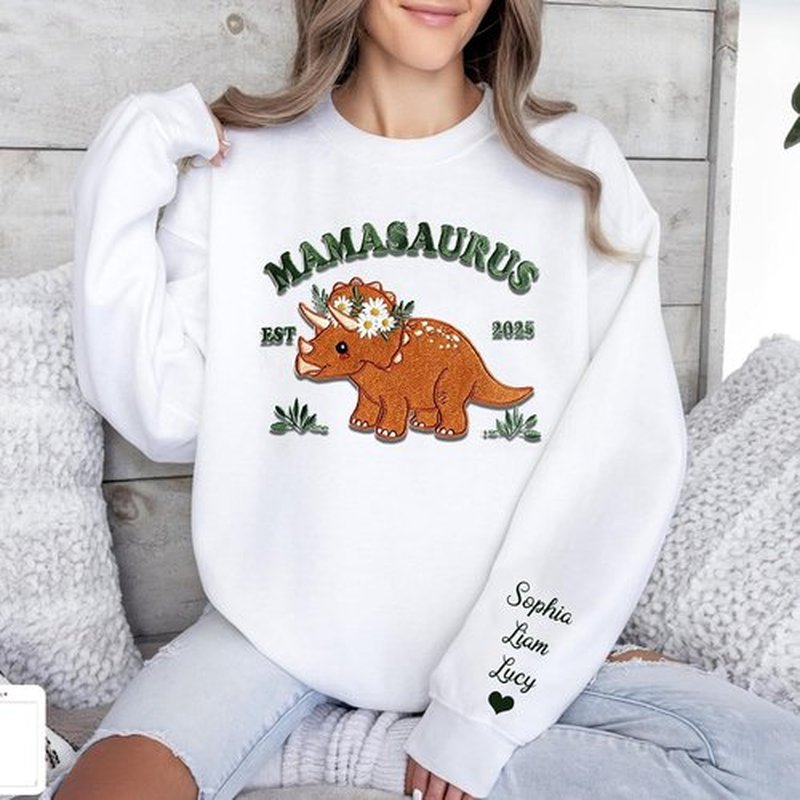 Noni Personalized Mamasaurus Sweatshirt - Custom Embroidery for Moms | Perfect Gift for Mother's Day