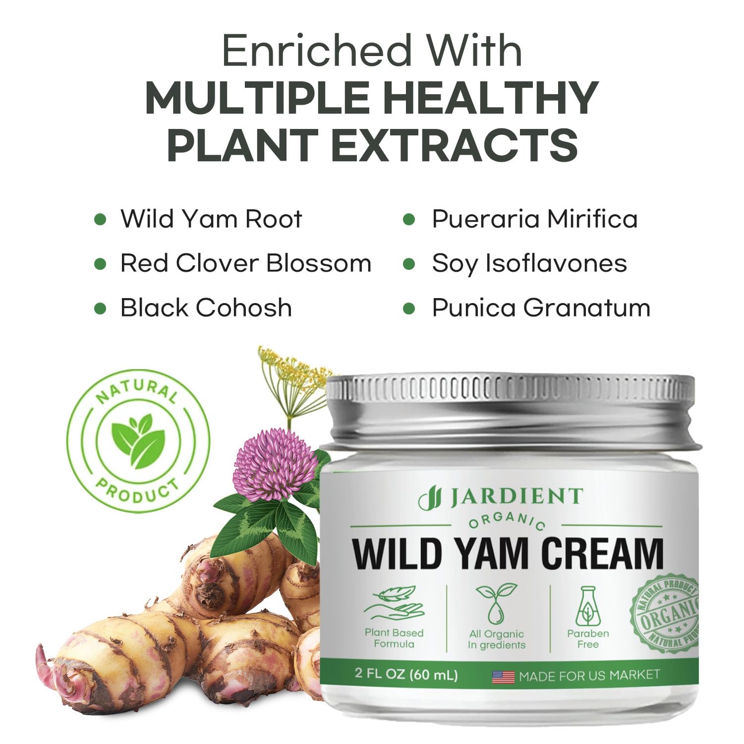 Jardient Wild Yam Cream Hormone Balance: Australia Dr. Barbara O'neill Recommended Organic Formula for Menopause Relief & Menstrual Support Like Hot Flashes Night Sweats
