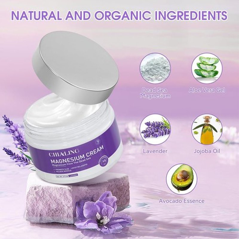 Chialing DeadMagnesium Cream - Natural Lavender Magnesium Lotion from The Dead Sea | 4 oz, Made in USA