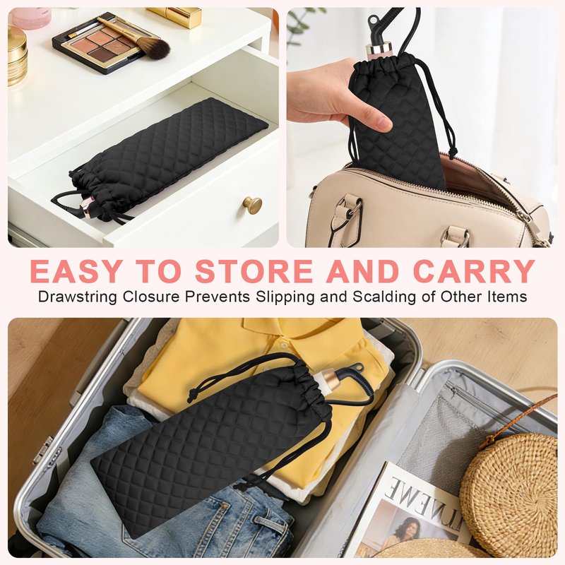 Youlyveaw Professional Hot Hair Tools Organizer Cover Bag Heat Resistant Travel Drawstring Storage Case Pouch for Curling Irons, Flat Irons, Hair Straighteners and Styling Tools(14.2" x 5.9")