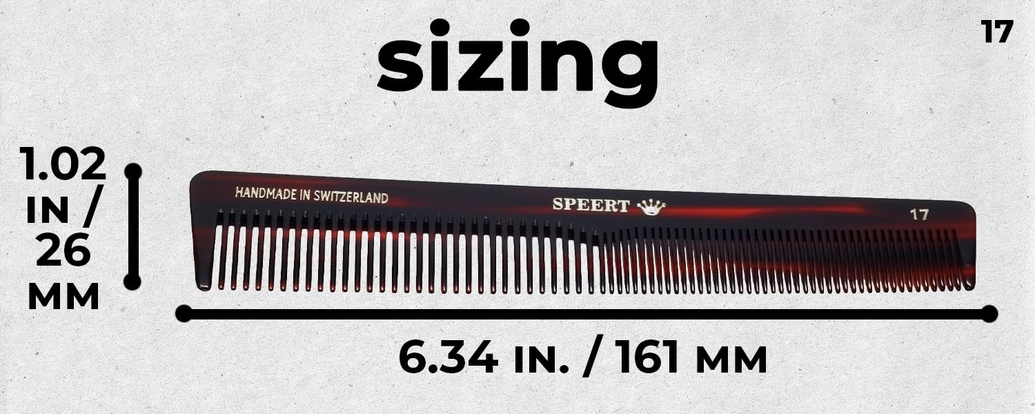 Speert #17 Handmade Wide Narrow Tooth Mustache Beard Comb Small Tortoise Havana Acetate Thick Coarse Curly Fine Short Pocket Sized Facial Hair Grooming Tangle Free Beard Straightener Growth Care Comb