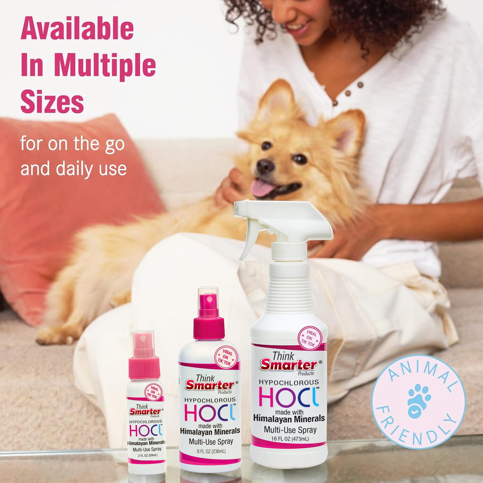 Think Smarter Products HOCL All-Purpose Cleaner with Hypochlorous Acid, All-Natural Surface Cleaner, & Skin Hydrator 16fl oz Clear Spray