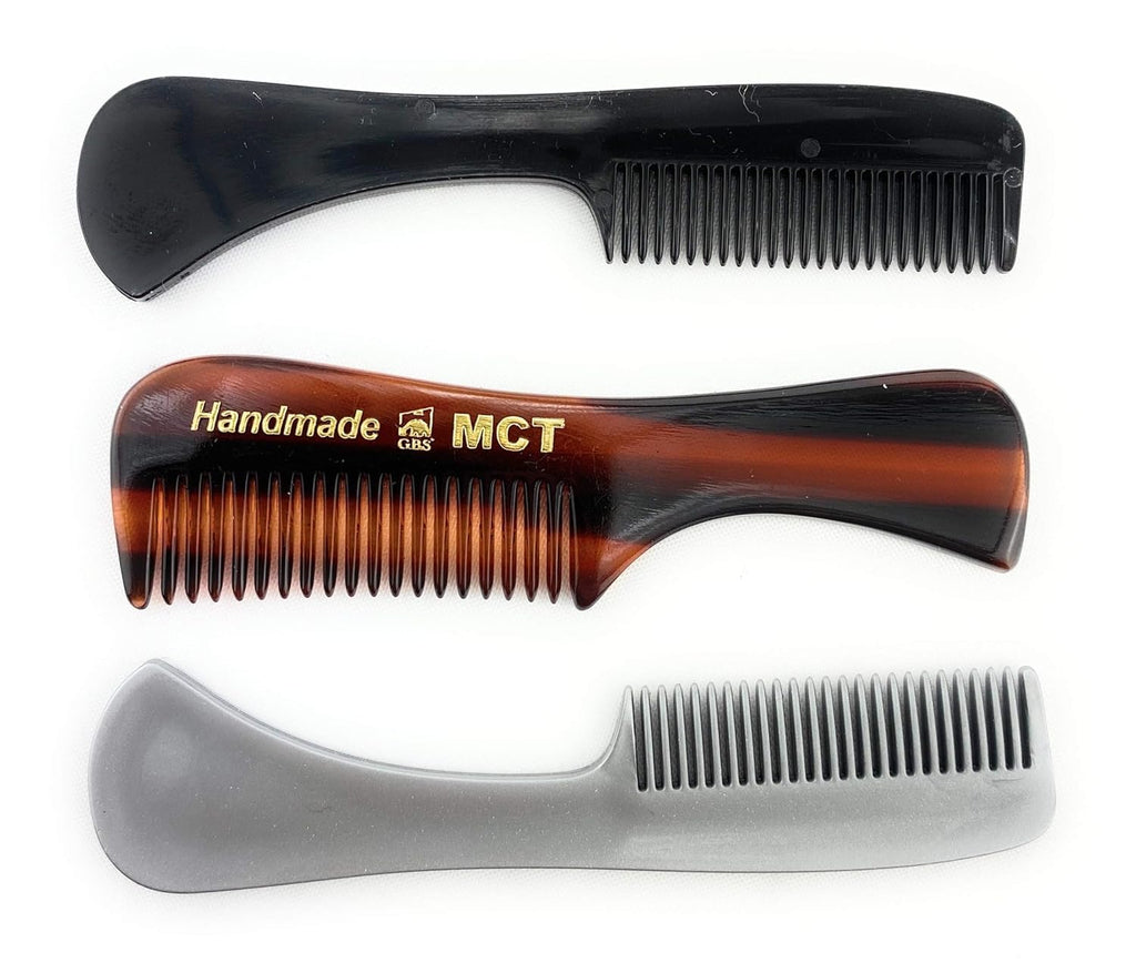 GENTS Mustache and Beard Styling Comb, pocket sized (Tortoise, Black, Grey, 3 Pack)