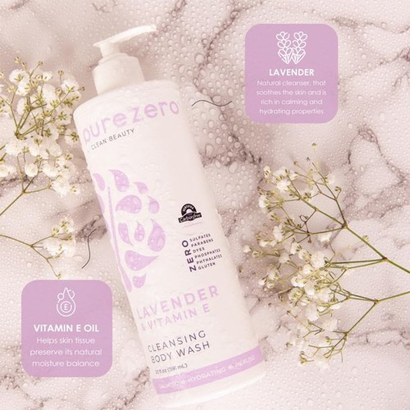 Purezero Lavender & Vitamin E Body Wash - 20 oz Calms and Invigorates Skin, Leaves Skin Hydrated and Moinsurized