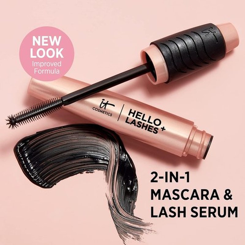 IT Cosmetics Hello Lashes+ Volumizing Mascara & Lash Serum - Easy Removal Formula with Biotin & Argan Oil - 0.28 fl oz