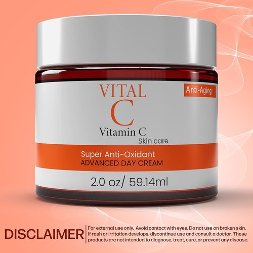 Dermapeutics Advanced Vitamin C Face Moisturizer - Hydrating Anti-Oxidant Cream for Wrinkles & Dark Spots | 2 Fl Oz