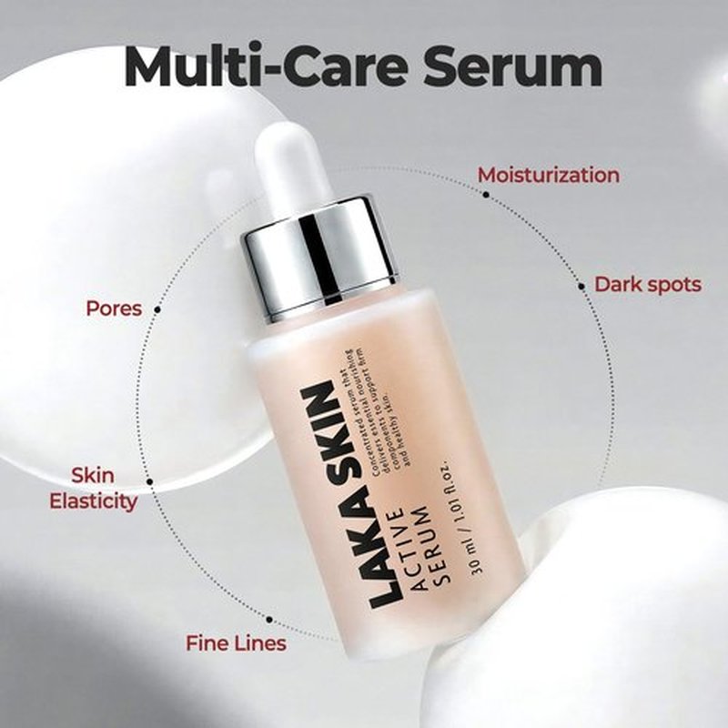 Laka Skin Active Serum, 30ml/1.01 fl.oz, Glutathione for Boosting Radiance, Dual PDRN, Pore Care, Hyaluronic Acid, Korean Skin Care