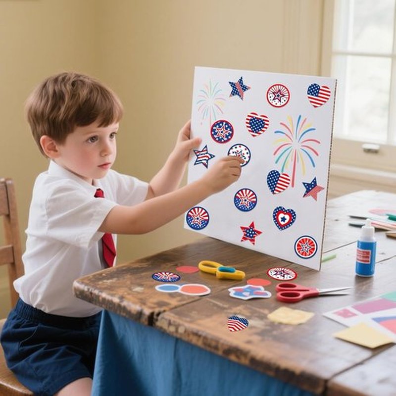 Skiennix 450Pcs Patriotic Independence Day Stickers - 1.5 Inch Red, White & Blue for DIY Decor | Perfect for Envelopes & Gifts