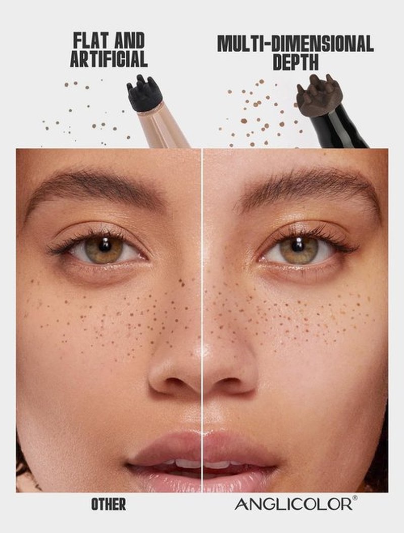 Anglicolor Freckle Pen, 2 in 1 Faux Freckle Stamp with Blush, Quick-drying, Waterproof, Long-Lasting, Natural Sun-Kissed Look for Beach Days Daily No-Makeup Look (01 Light Brown+Soft Nude Pink)