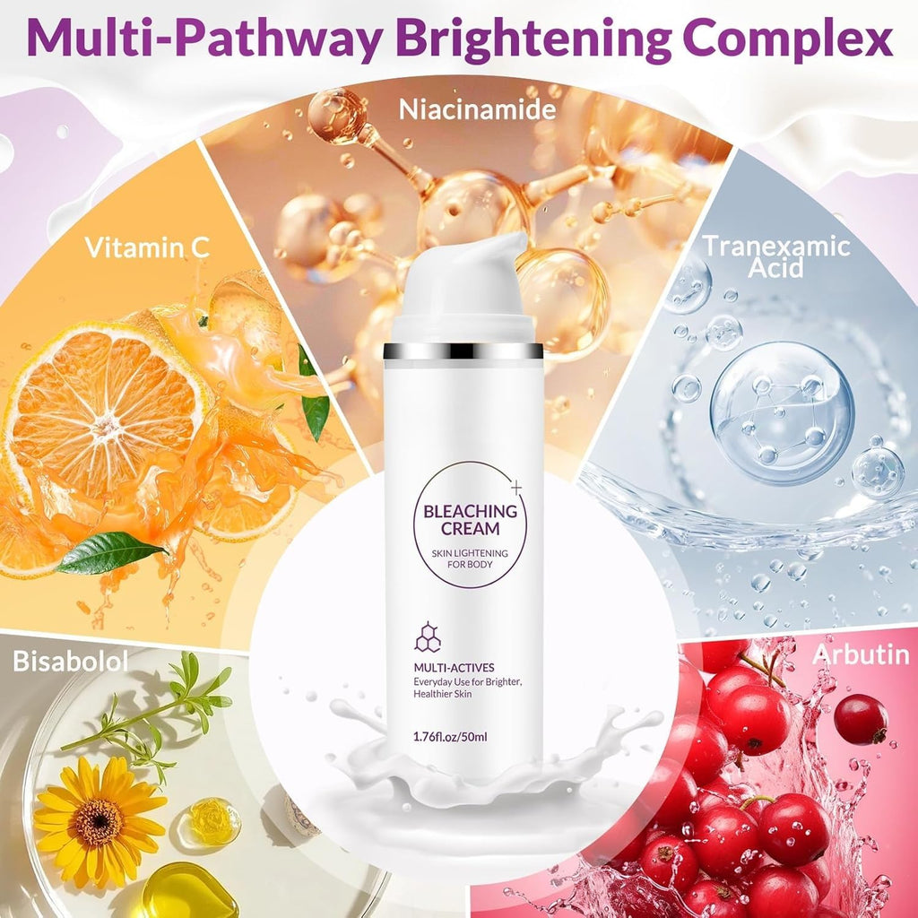 VicGFHS Skin Bleaching Cream, Skin Lightening Cream, Dark Spot Remover for Body, Elbows, Knees & Intimate Areas, Moisturizing Formula with Vitamin C, Lightweight & Fast Absorbing, 1.76 fl oz
