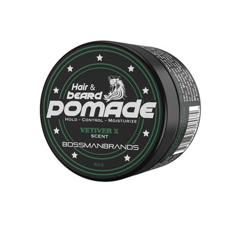 Bossman Natural Hair & Beard Pomade for Men (Vetiver X Scent) – Medium Hold & Moisturizing for Hair, Beard & Mustache Styling – Made in USA
