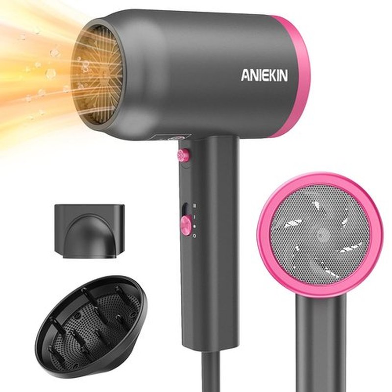 ANIEKIN Hair Dryer - 1875 Watts Fast Drying Blow Dryer with Diffuser & Concentrator | Lightweight Design for All