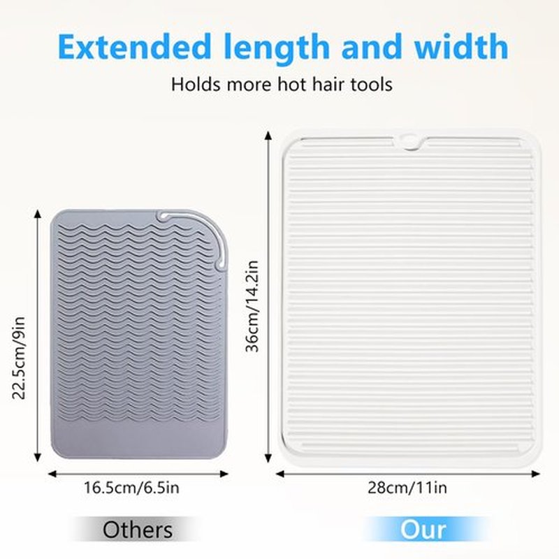 Quccefods Heat Resistant Mat Large Silicone Hot Hair Tools Mat for Curling Irons Flat Iron Hair Straightener Vanity Mat Portable Hair Styling Tools Hot Pad 14.2"*11"