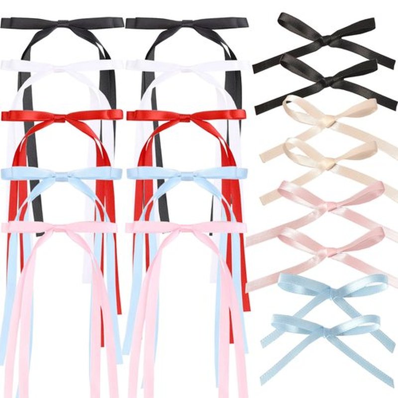 SALOCY 18 PCS Hair Accessories Set - Bowknot Clips with Long Tassels, Satin Ribbon Claws for Girls and Women's Hair Design