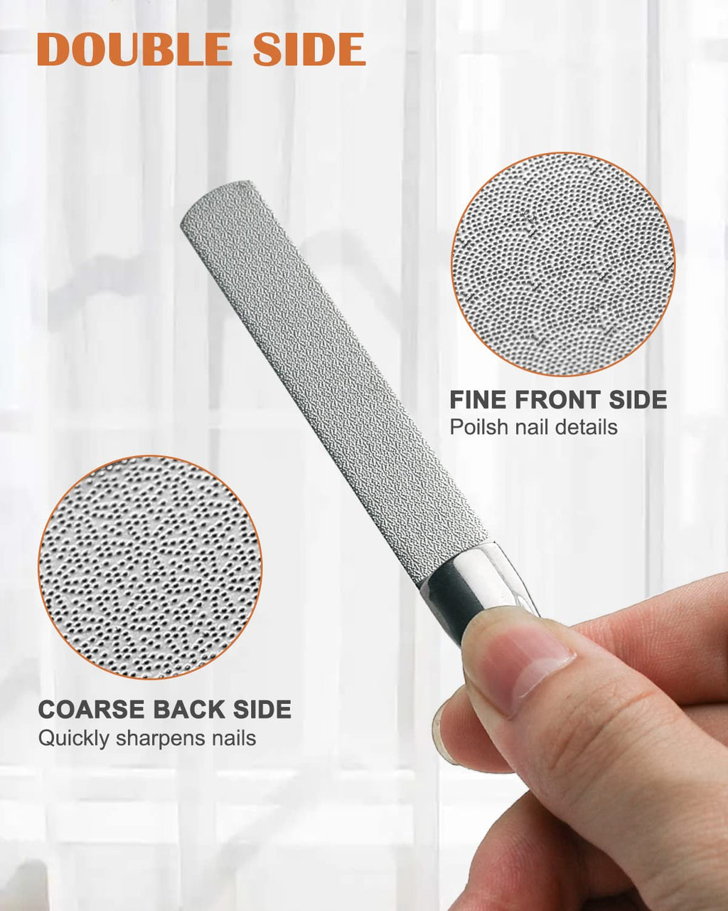 FVION Professional Metal Nail Files - 2 PCS Double-Sided Nail File with Coarse and Fine Manicure Pedicure Tools for Fingernails and Toenails - Large