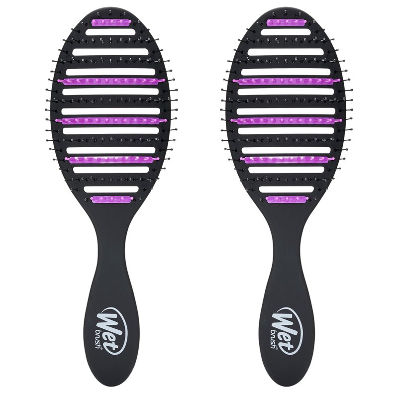 Wet Brush Refresh and Extend Speed Dry Black Detangling Hair Brush -Vented Design Ultra Soft HeatFlex Bristles Are Blow Dry Safe -Removes Dirt Excess Oils & Impurities-Charcoal Bristles (Pack of 2)