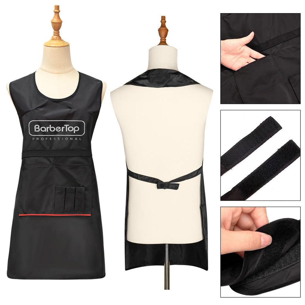 Barber Apron, Multi-Functional Apron Cape, Featuring Multiple Pockets for Organizing Hairdressing Supplies (23.5 x 24 Inch)