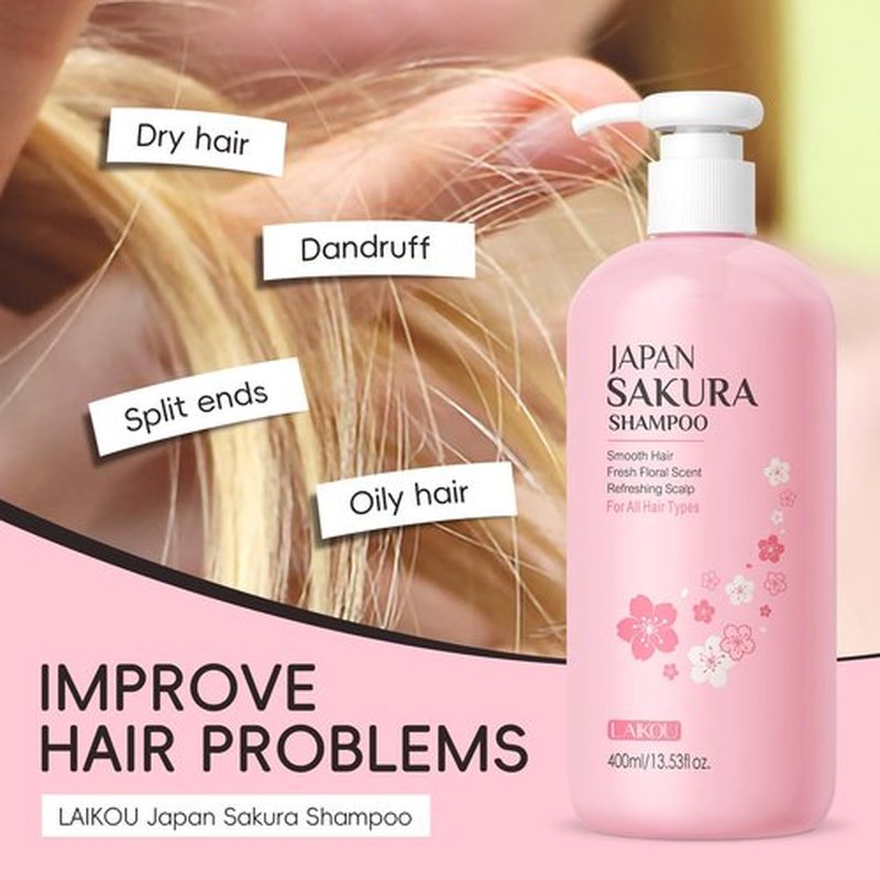 Sakura Shampoo, 14oz Clarifying, Hydrating and Thickening Hair Care, Repairs, Shine, Strengthens Volumizing Japanese Cherry Blossoms Vegan Shampoo for Dry Damaged Hair Care & Scalp Exfoliation, Pink