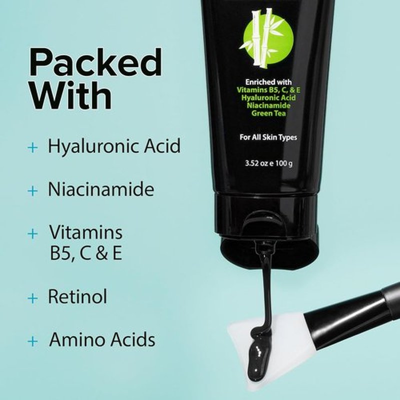 Ebanel Charcoal Peel Off Face Mask Applicator Set - Deep Pore Cleansing Blackhead Remover with Niacinamide & Vitamin C