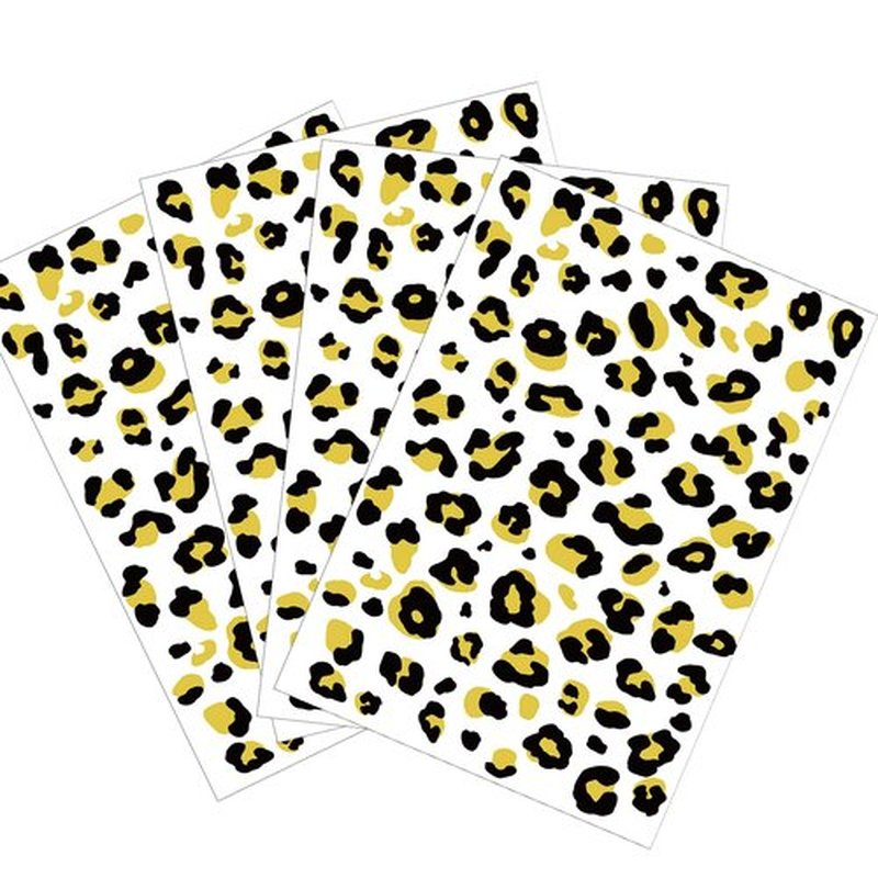 Leopard Print Face Tattoo, 4-Sheet Fake Cheetah Tatoo Whisker Tattoos Leopard Print Tattoos Temporary for Halloween Costume Makeup, Gold