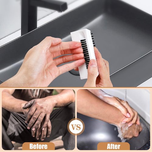 Aemygo 8 Pcs Hand Scrub Brushes for Nail Cleaning, Soft Fingernail Brush Non-Disposable Surgical Scrub Brushes with Nail Cleaner, Plastic Double-Sided Hand and Nail Cleaning Brush for Men Women Kids