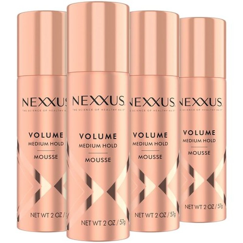 Nexxus Travel Mousse - Volume Medium Hold 4-Pack | 72-Hour Anti-Humidity Shield, 2 Oz Each