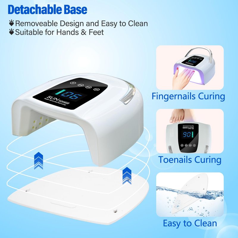 UV LED Nail Lamp Dryers Cordless 128W Portable Rechargeable UV Light for Gel Nails Polish Kit,Fast Curing Wireless Builder Gel Lamp with Sensor 3 Timer LCD Display 48 LED,Manicure Pedicure Art Tools