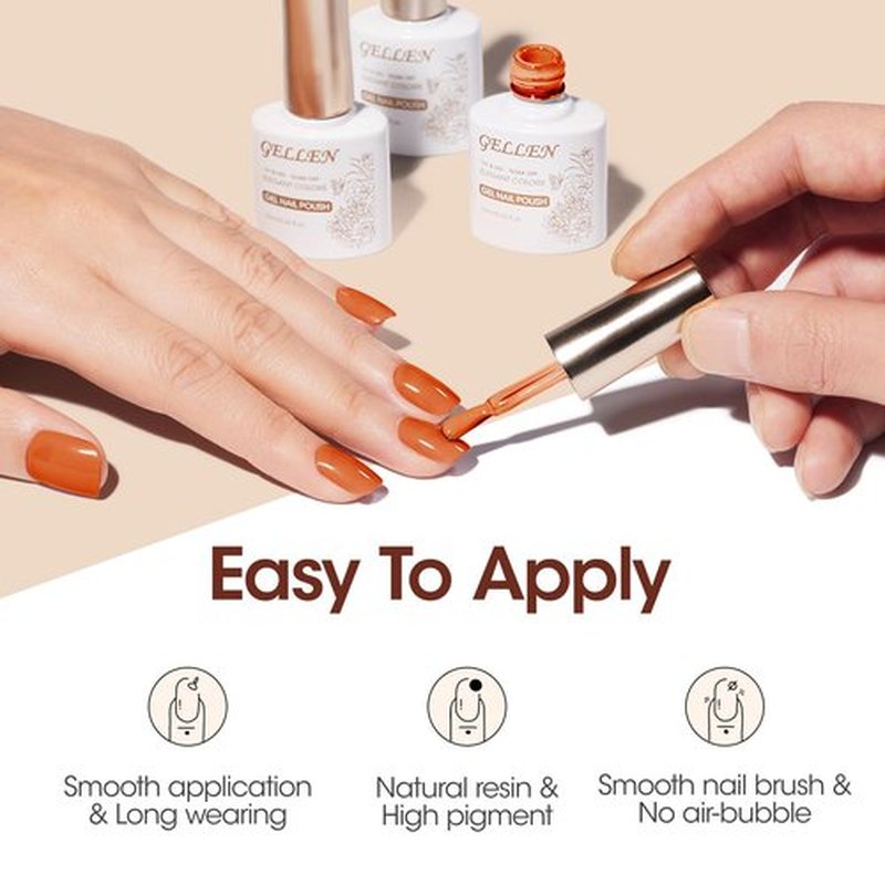 GELLEN Gel Nail Polish Set, 6 Colors Warm Brown Gel Polish Set Caramel Neutral Beige Glitter Brown Nail Gel Polish Pumpkin Soak Off UV Gel Nail Kit Manicure DIY Nail Art Gifts for Women