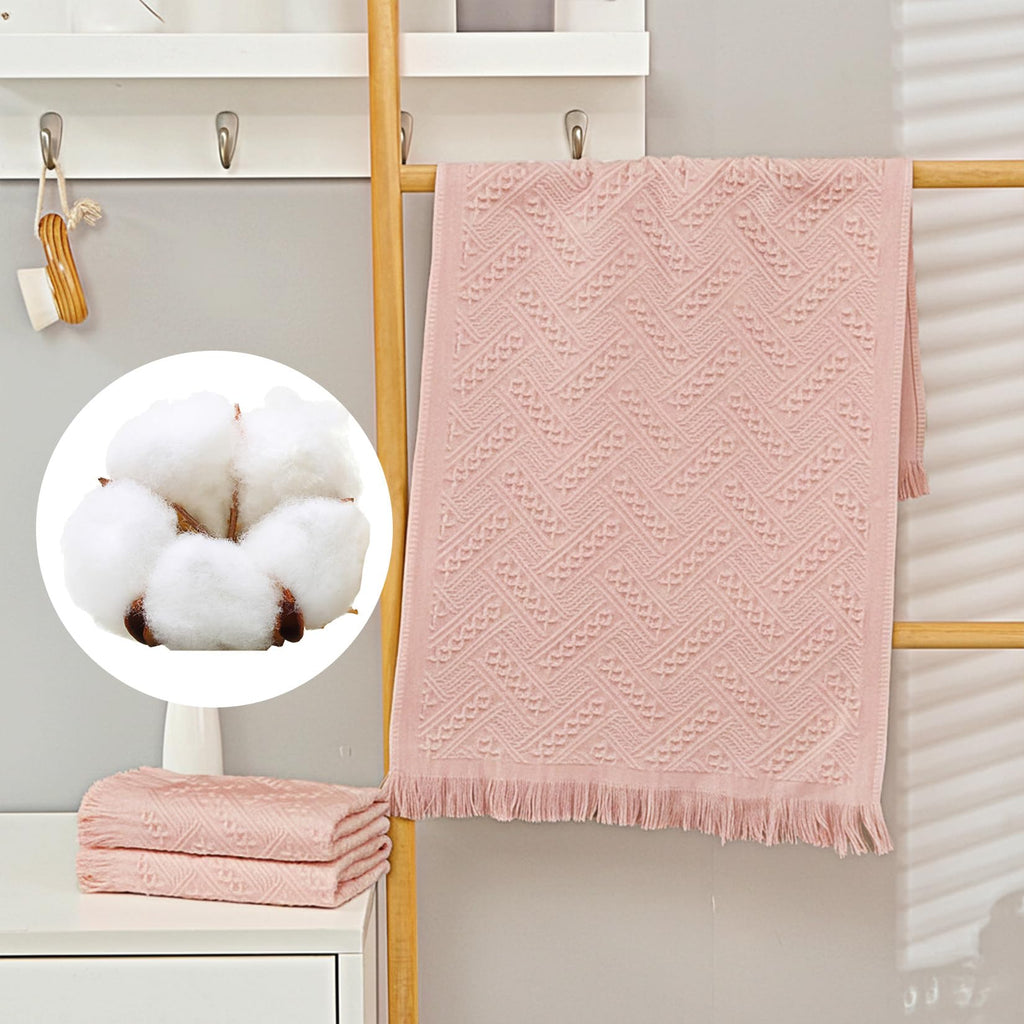 4-Pack Luxury Decorative Cotton Hand Towels for Bathroom Super Absorbent with Jacquard Weave&Fringe – 13x29.1" Boho Hand Towel Set,Soft Face Towel for Boho Bathroom Decor Kitchen Hotel Spa Guest