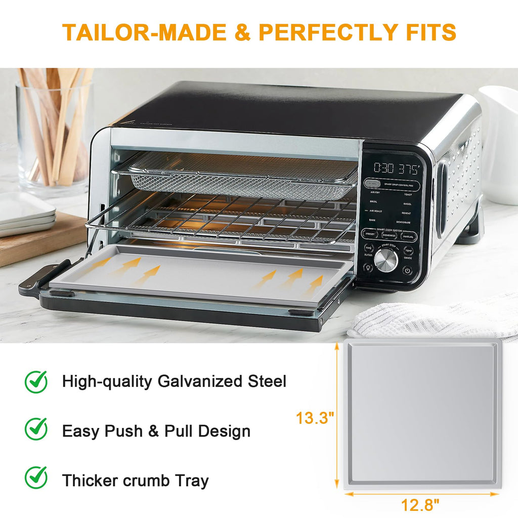 Crumb Tray Replacement Parts for Ninja Foodi SP101 SP100 SP080 SP151 SP201 SP301 Air Fryer Oven Accessories, with 4 Pack Non-stick Oven Mats for Ninja Digital Air Fry Countertop Oven