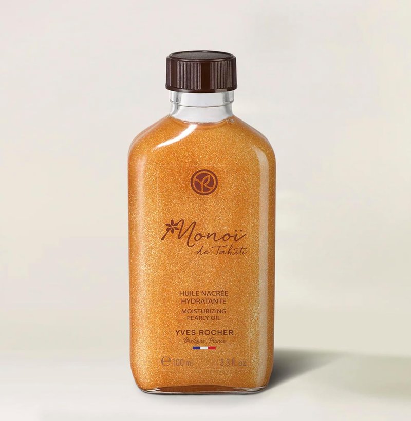Yves Rocher Monoï De Tahiti Body Shimmering Oil - Moisturizing Summer Glow | 100 ml / 3.3 fl. oz.