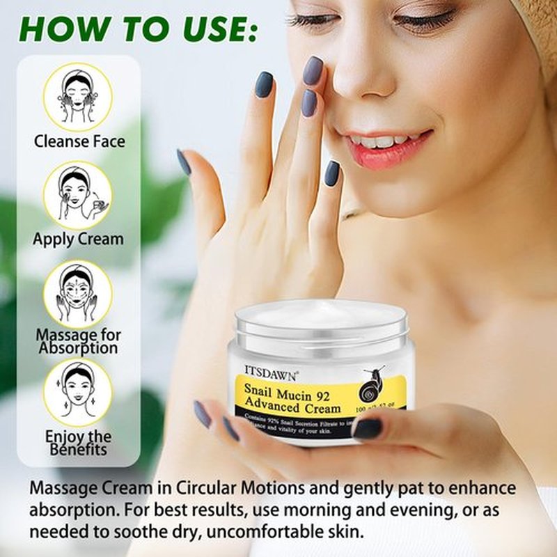 ITSDAWN Snail Mucin 92% Repair Cream 100g, Face Moisturizer Hydrating Repair Face Cream for Dry & Sensitive Skin, All Skin Types