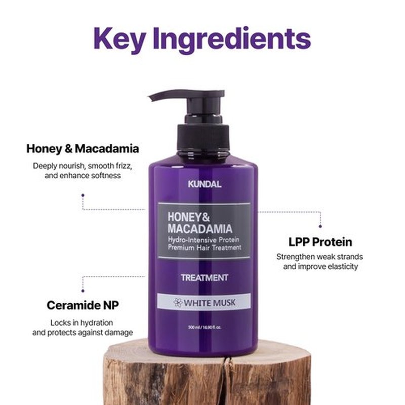 KUNDAL Honey & Macadamia Natural Conditioner Korean Hair Care Damage Repair, Deep Hydration, Long Lasting Fragrance, with Honey, Argan Oil, Macadamia Oil 16.9fl oz (Pack of 2) (Baby Powder)