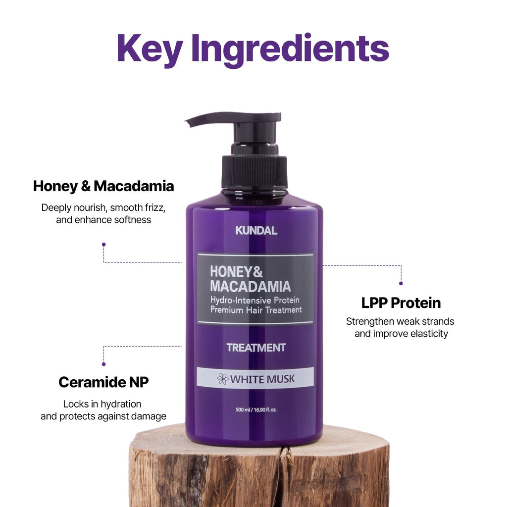 KUNDAL Honey & Macadamia Natural Conditioner, Korean Hair Care Damage Repair, Deep Hydration, Long Lasting Fragrance, with Honey, Argan Oil, Macadamia Oil 16.9fl oz (B. Baby Powder)