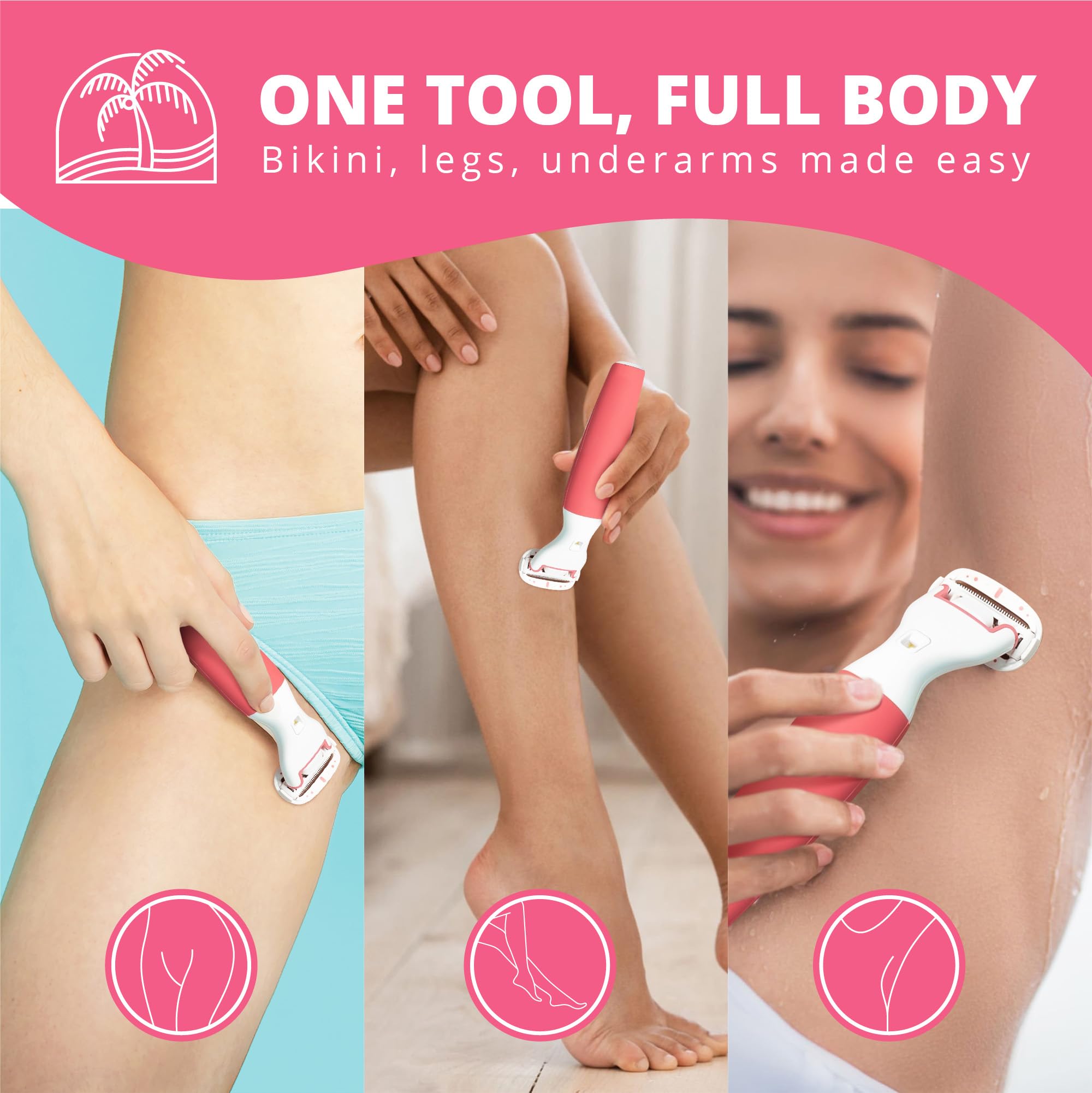 PalmPerfect Clio Trimmer for Women, Pubic Hair Electric Shaver for Grooming
