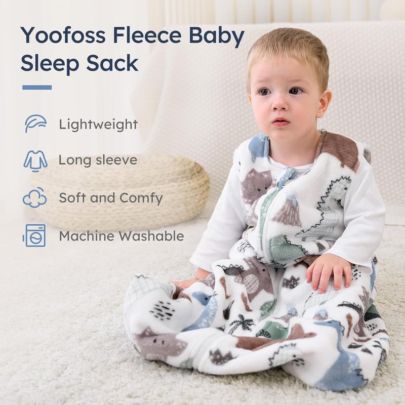 Yoofoss Baby Sleep Sack - 1.5 Tog Fleece Wearable Blanket for Newborns | Soft & Warm, 0-6 Months
