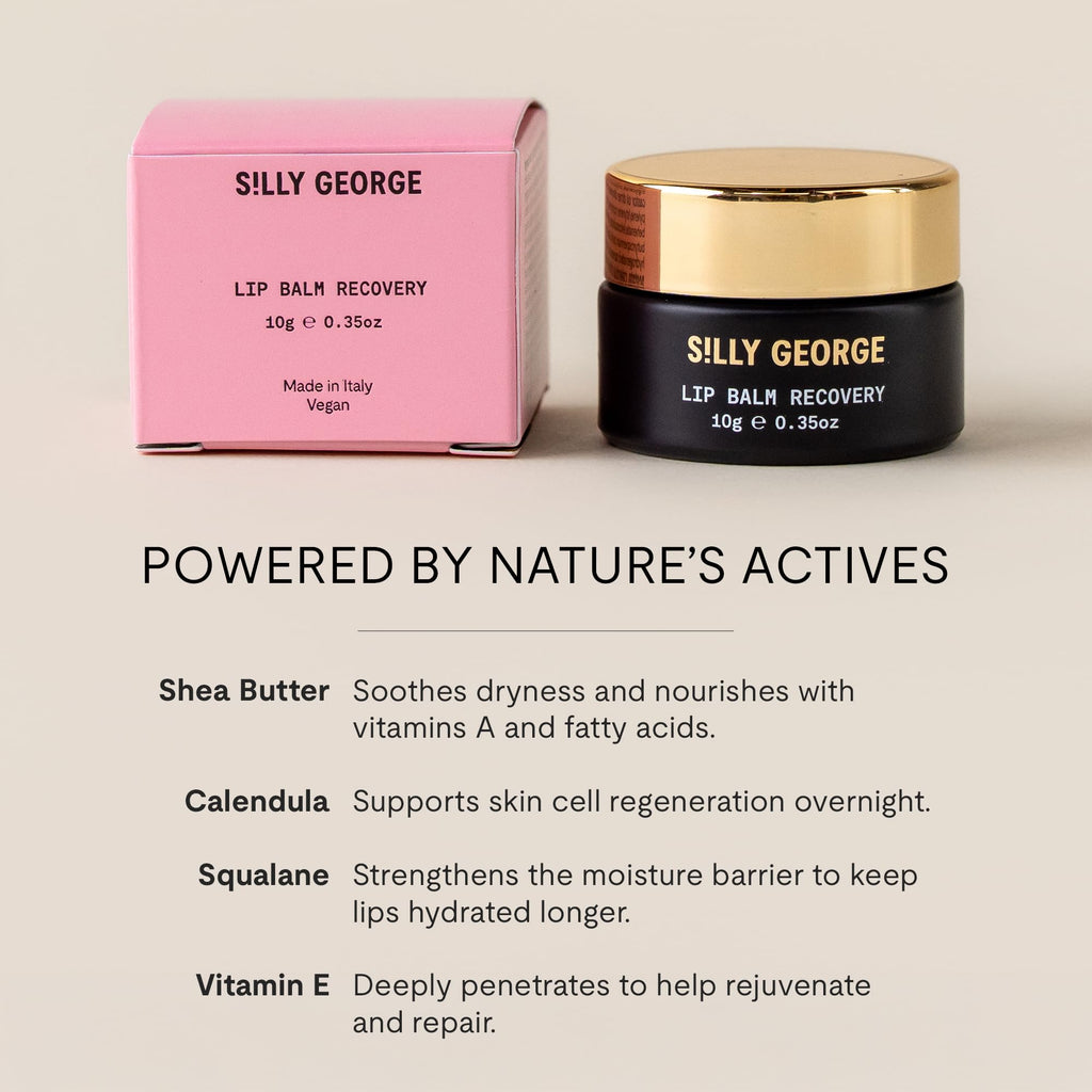 Silly George Lip Balm Recovery - Hydrating Overnight Mask for Dry Lips, Plush Replenisher with Shea Butter, Squalane & Vitamins, 10g