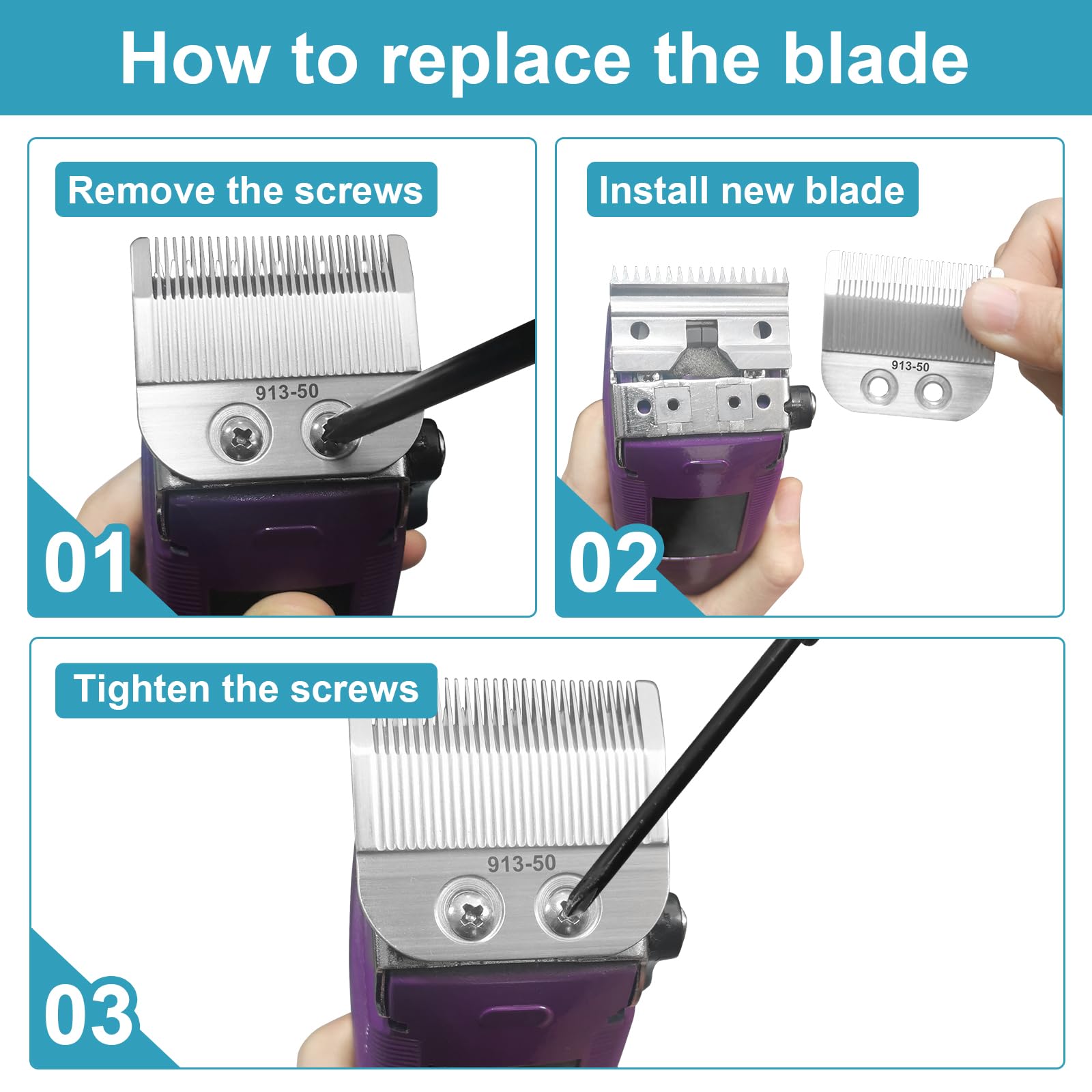 Medium Blade Compatible with Oster Fast Feed 076023,Salon Pro 076830 Blade