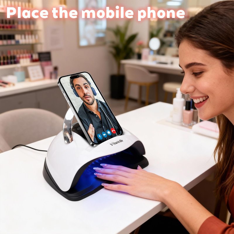 Vitarielle 320W UV LED Nail Lamp with Phone Holder, 72 High Power LEDs, 4 Timer Settings (10s/30s/60s/99s), Fast Cure for All Gel Polish, Polygel & Acrylic, Smart Sensor, Home & Salon Use