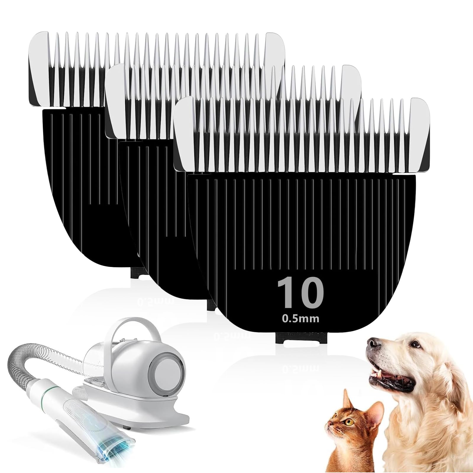TGSBHIO 3PCS Replacement Blade for nebot P1 Pro Pet Grooming Kit & Vacuum,Size-10 Cut Length 1/50"(0.5mm),Made of Ceramic Blade & Stainless Steel Blade