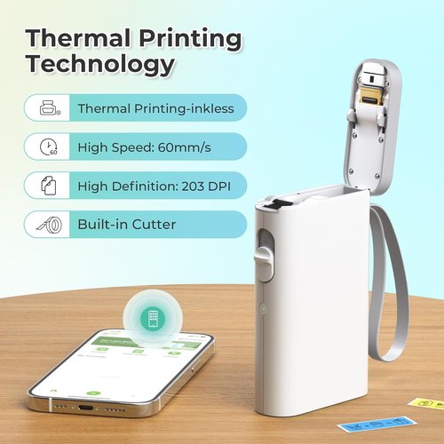 Nelko Label Maker - P21 Bluetooth Wireless Mini Printer with Multiple Templates | White