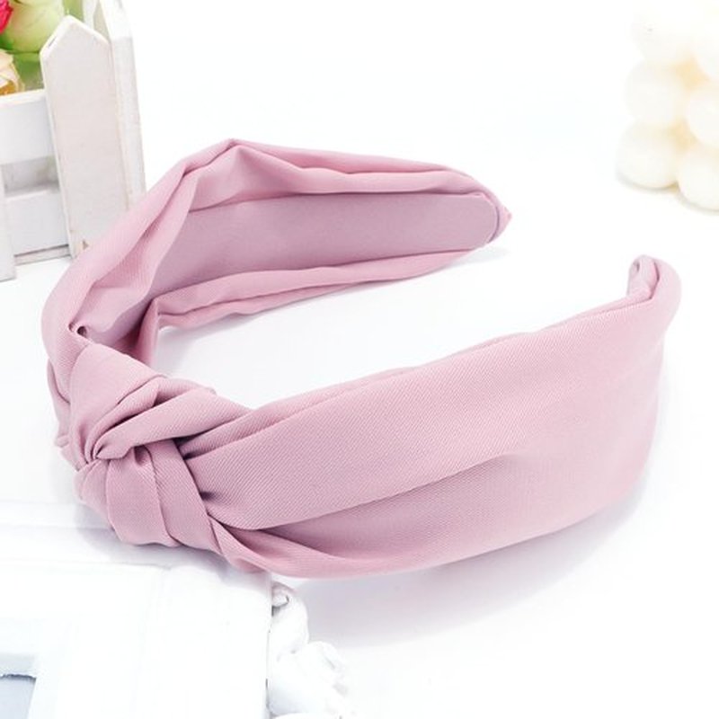 Atoden Pink Knotted Headband Wide Top Knot Head Band Non Slip Plain Solid Color Hair Bands Fashion Hair Accessories for Women Girls Valentine's Headband