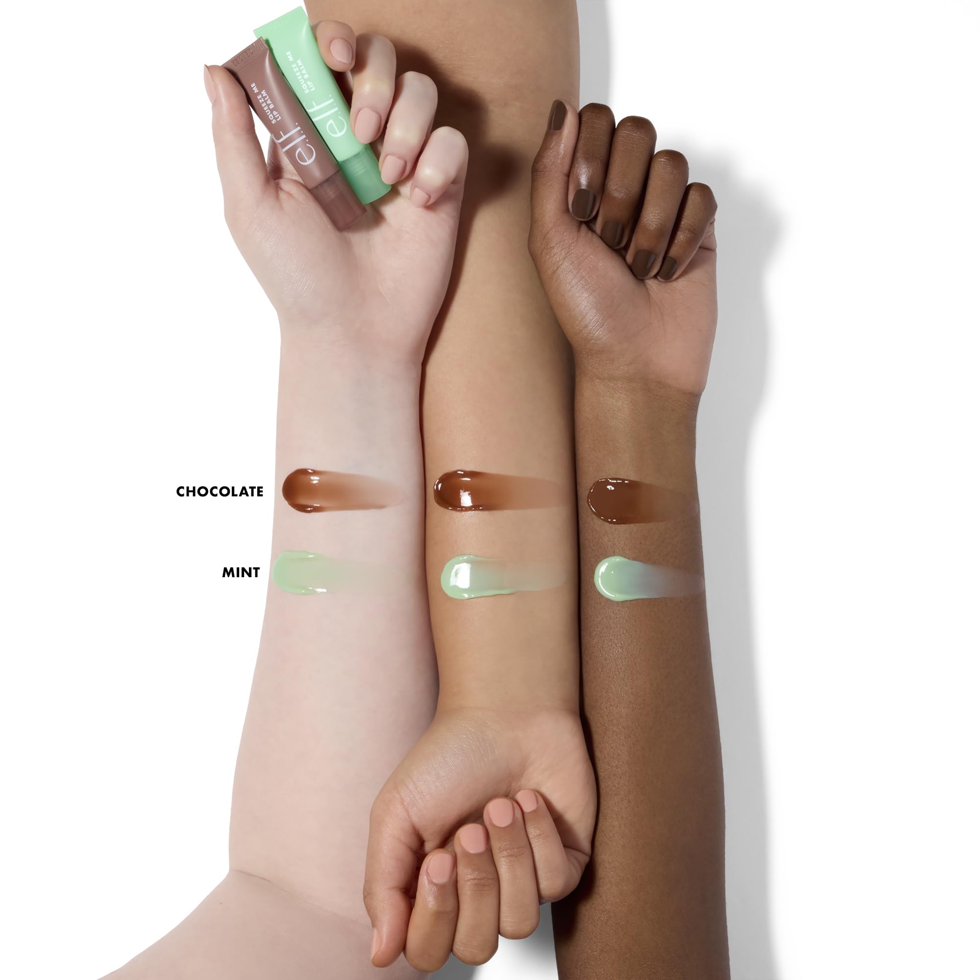 e.l.f. Squeeze Me More Lip Balm Duo, Moisturizing Balm For A Sheer Tint Of Color, Made With Hyaluronic Acid, Vegan & Cruelty-Free, Mint & Chocolate