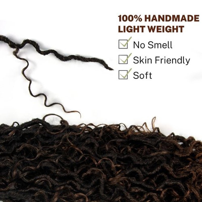 Goddess Locs Crochet Hair 18 inch Faux Locs Crochet Hair for Women Pre Looped Soft River Locs Crochet Braids with Curly Hair Boho Hippie Locs Synthetic Hair Extensions (1B/30)